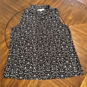 LOFT Black and White Sleeveless Blouse